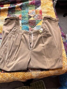 Structure Men's Beige Corduroy Pants - Pleated Straight Leg